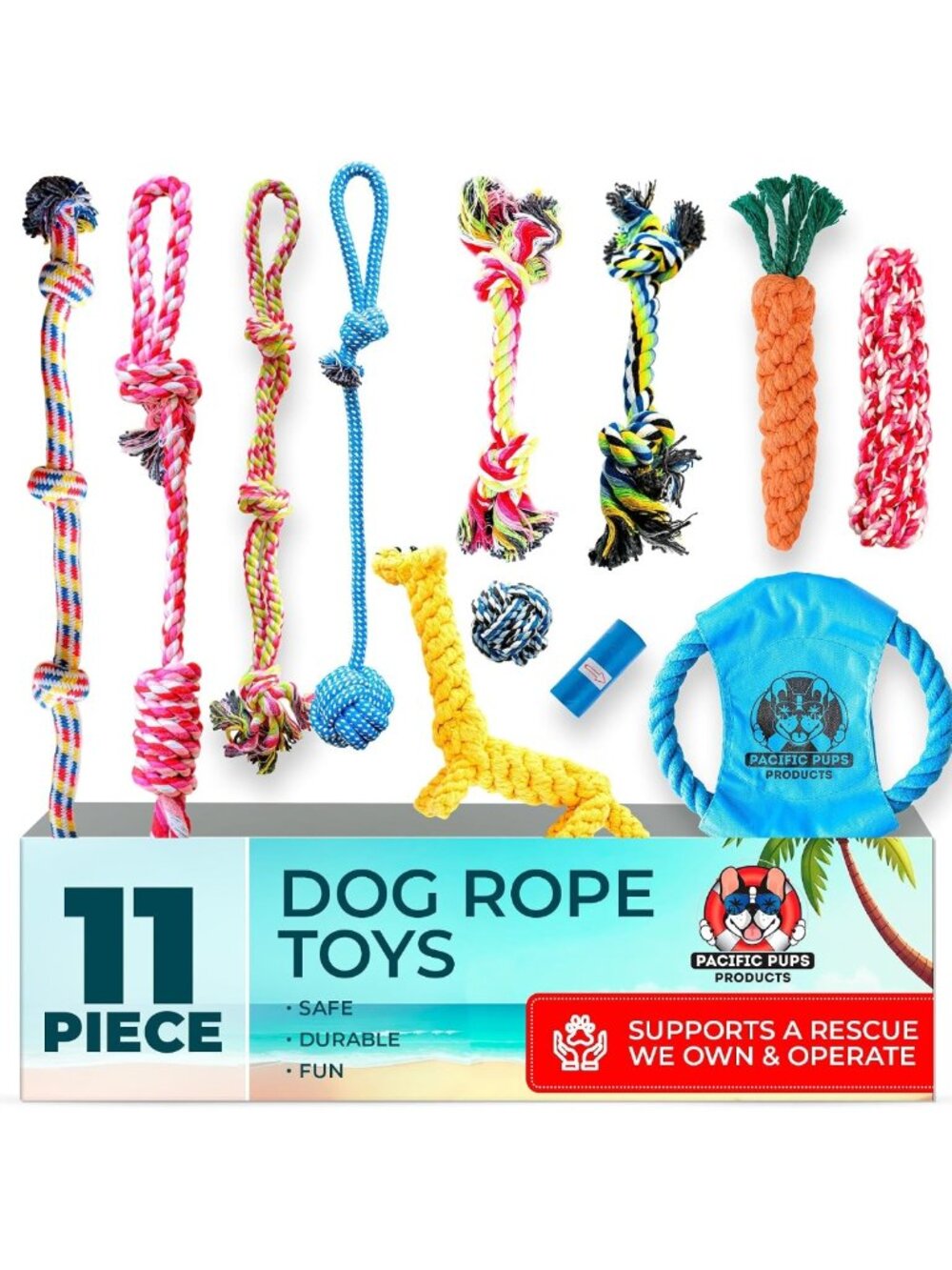 11 Pack Dog Rope Toys for Medium Dogs - Chew & Tug Toys for Puppy Teething Fun